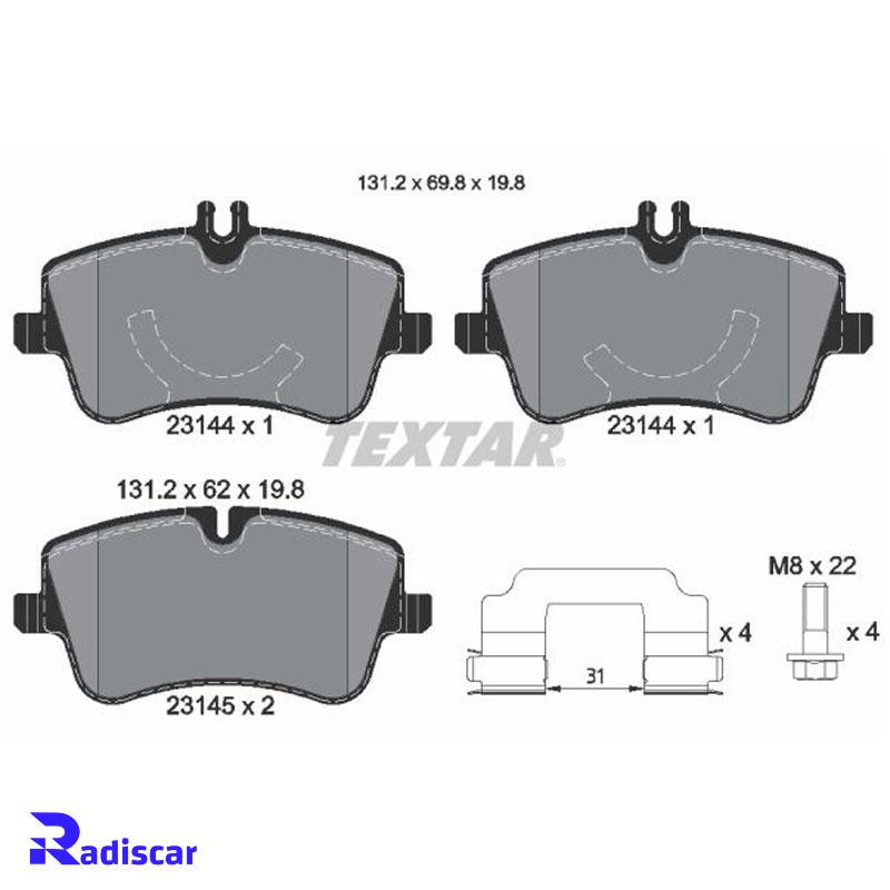 لنت ترمز جلو مرسدس بنز C(W203)-CLK(C209)-SLK(R171) برند Textar کد 2314401