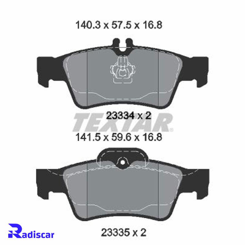 لنت ترمز عقب مرسدس بنز کلاس CLS-S-E-SL-SLK برند Textar کد 2333403