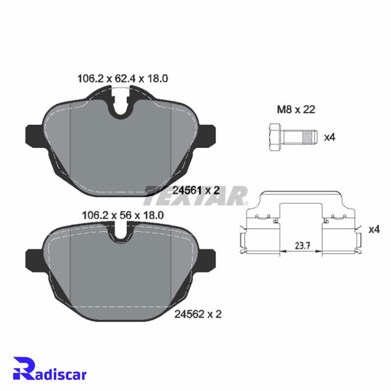 لنت ترمز عقب بی ام و (F10)X3(F25)-X4(F26)-5 برند Textar کد 2456101
