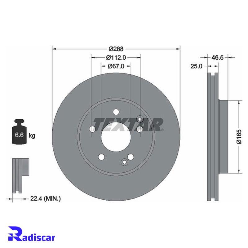 دیسک ترمز جلو مرسدس بنز C(W203)-CLK(C209)-SLK(R171) برند Textar کد 92105905 بسته 2 عددی