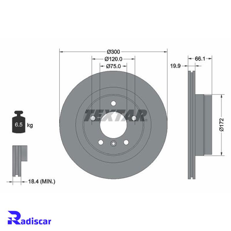 دیسک ترمز عقب بی ام و سری (E87)3(E90)-1 برند Textar کد 92133005 بسته 2 عددی