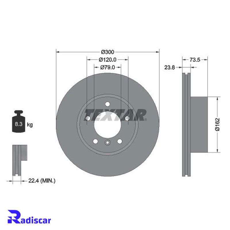 دیسک ترمز جلو بی ام و (E87)3(E90)-Z4(E89)-1 برند Textar کد 92137705 بسته 2 عددی