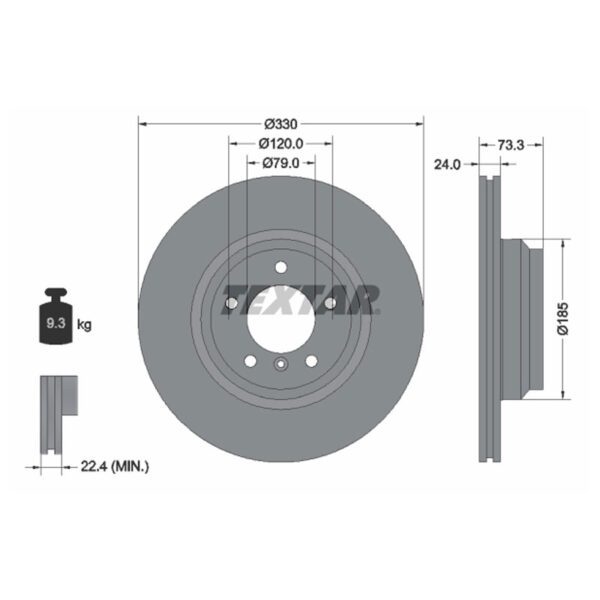 دیسک ترمز جلو بی ام و (E90)X1(E84)-1(E87)-3 برند Textar کد 92137805