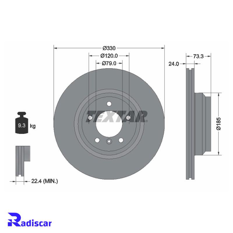 دیسک ترمز جلو بی ام و (E90)X1(E84)-1(E87)-3 برند Textar کد 92137805