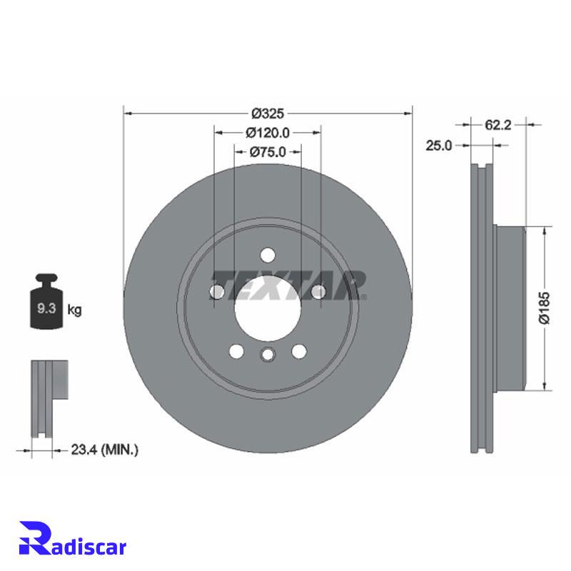 دیسک ترمز جلو بی ام و X3(E83) برند Textar کد 92141505 بسته 2 عددی
