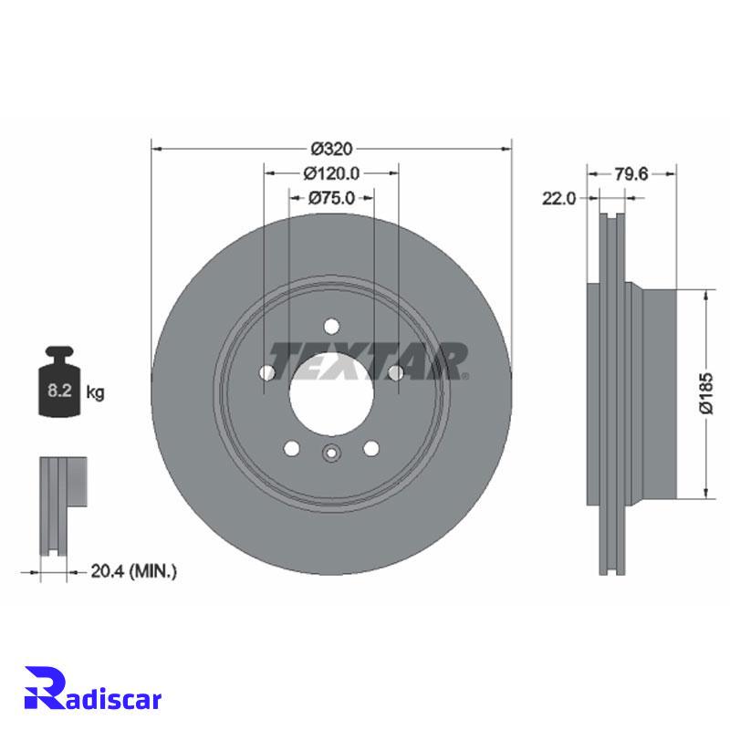 دیسک ترمز عقب بی ام و X3(E83) برند Textar کد 92141603 بسته 2 عددی