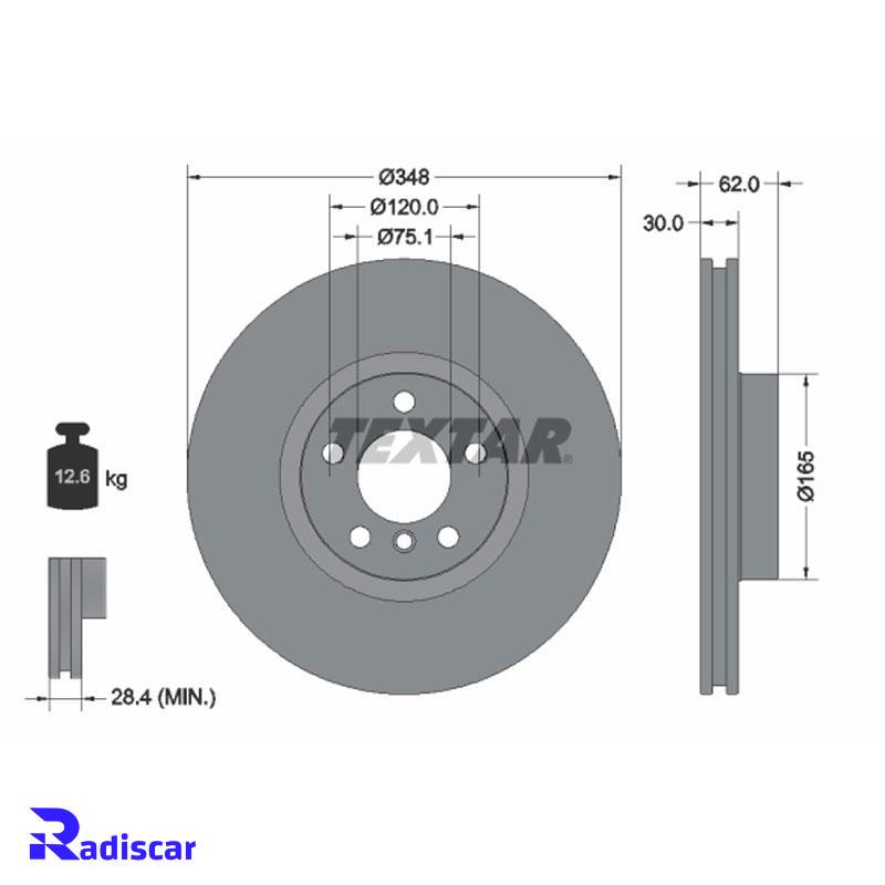 دیسک ترمز جلو بی ام و X5(E70)-X6(E71-E72) کد 92160905 بسته 2 عددی