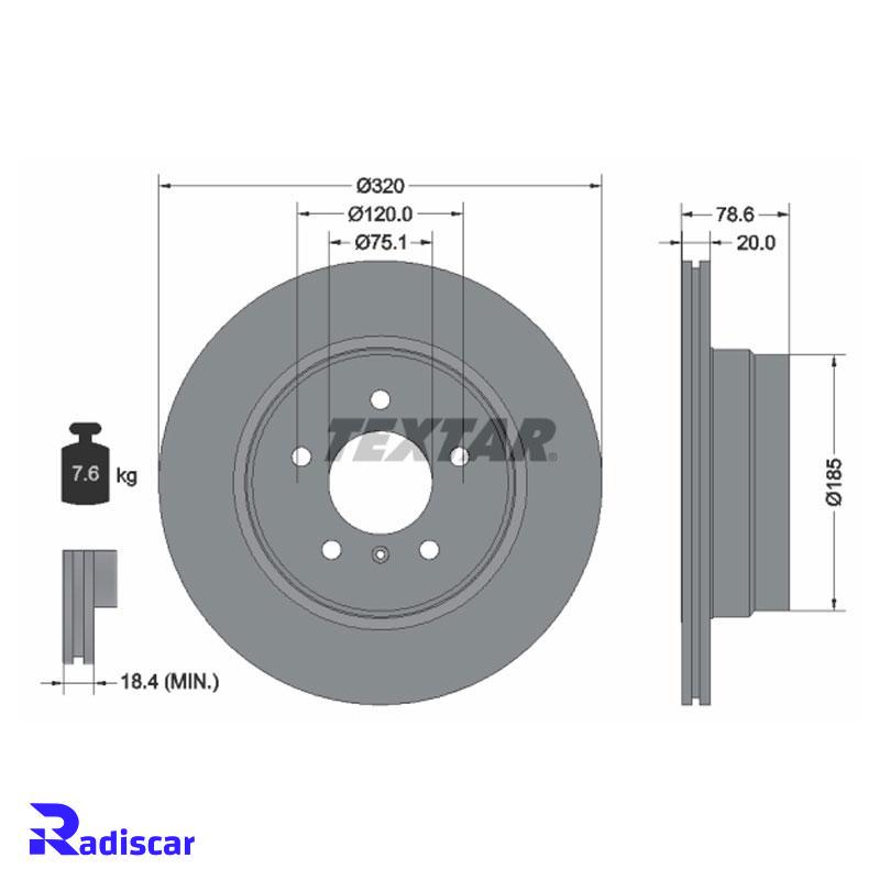 دیسک ترمز عقب بی ام و X5(E70)-X6(E71-E72) برند Textar کد 92161105 بسته 2 عددی