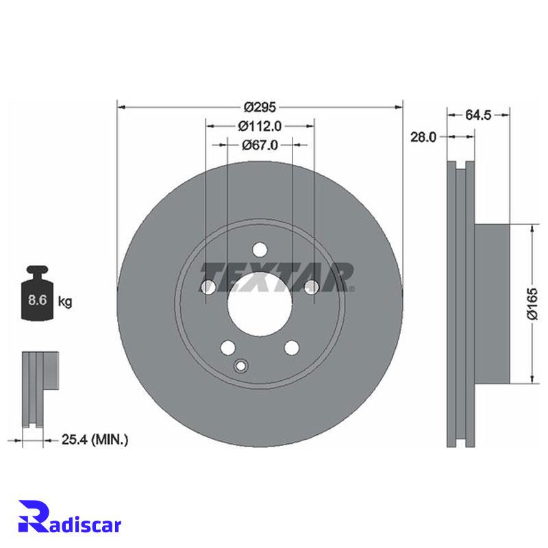 دیسک ترمز جلو مرسدس بنز C(W204)-E(W212) برند Textar کد 92163205 بسته 2 عددی