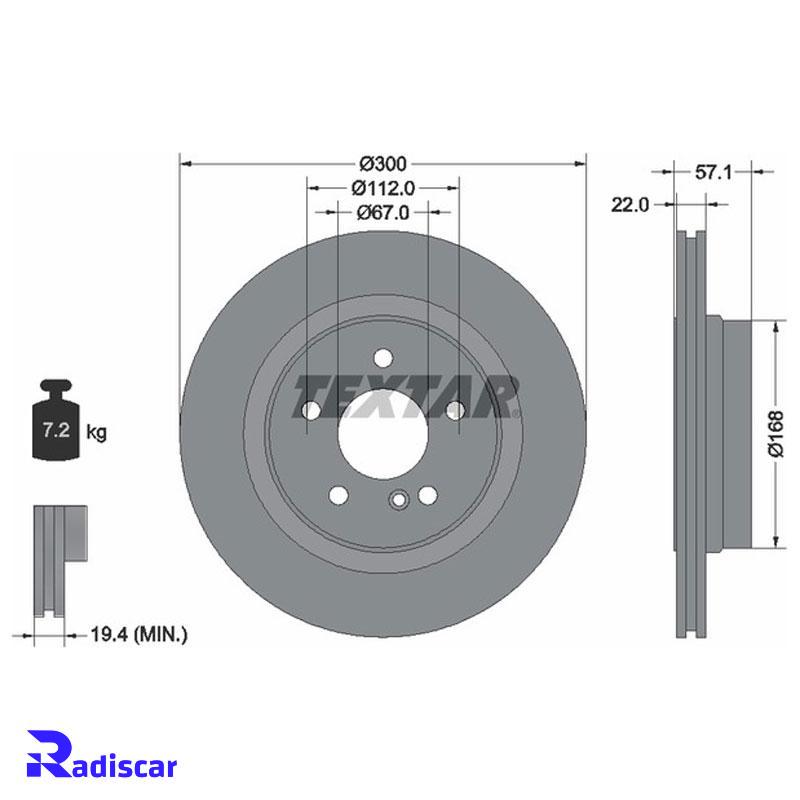 دیسک ترمز عقب مرسدس بنز C(W204) برند Textar کد 92163605 بسته 2 عددی