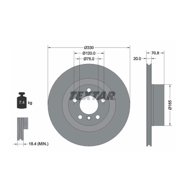 دیسک ترمز عقب بی ام و X3(F25)-X4(F26) برند Textar کد 92256303
