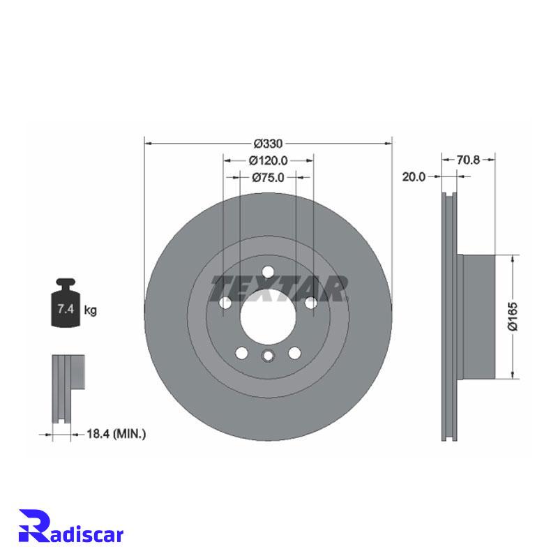 دیسک ترمز عقب بی ام و X3(F25)-X4(F26) برند Textar کد 92256303 بسته 2 عددی