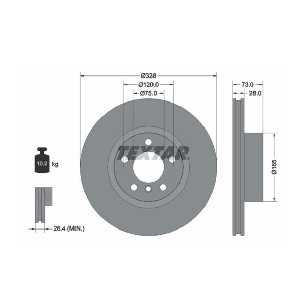 دیسک ترمز جلو بی ام و X3(F25)-X4(F26) برند Textar کد 92257105