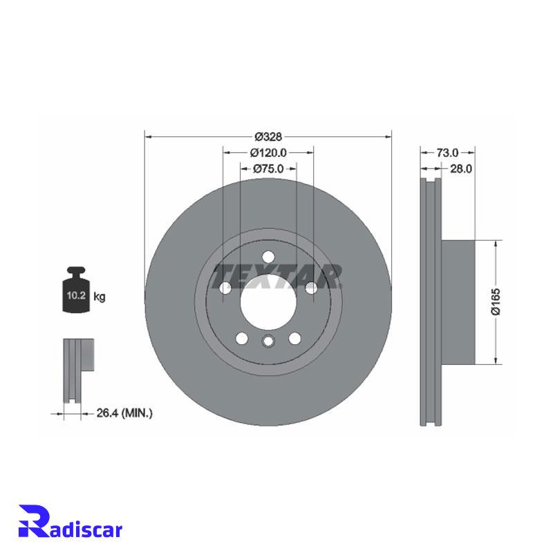 دیسک ترمز جلو بی ام و X3(F25)-X4(F26) برند Textar کد 92257105