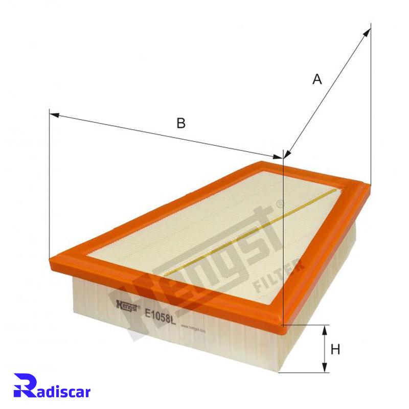 فیلتر هوا بی ام و 5(F10)-X1(E84)-Z4(E89) برند Hengst کد E1058L