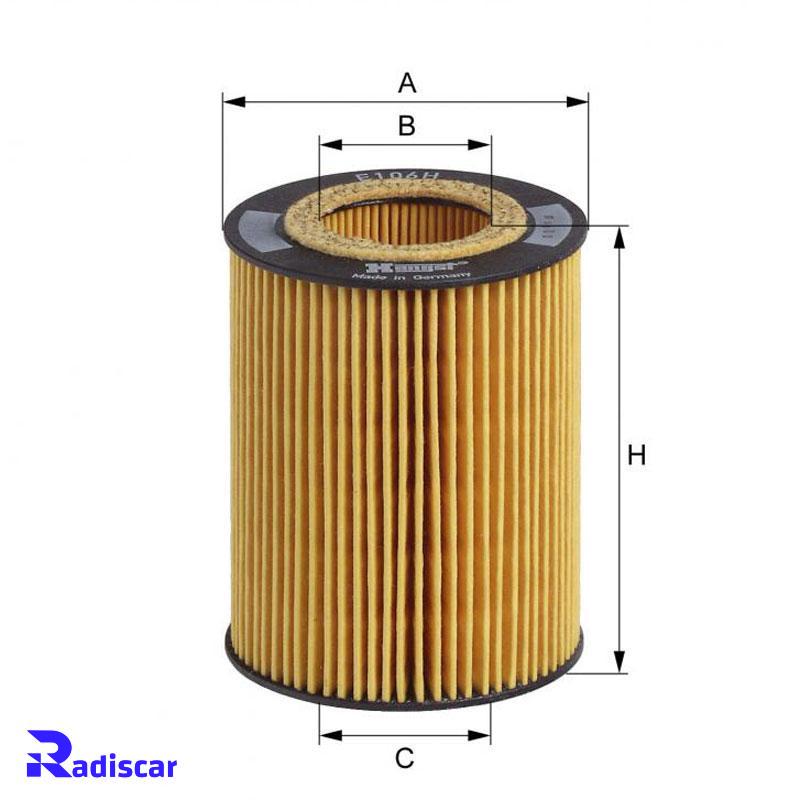 فیلتر روغن بی ام و موتور M54 برند Hengst کد E106HD34