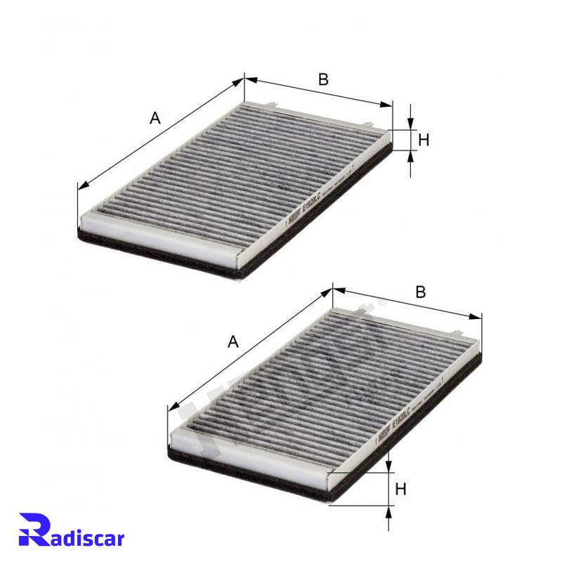 فیلتر کابین کربن دار بی ام و (E65)7 برند Hengst کد E1920LC-2