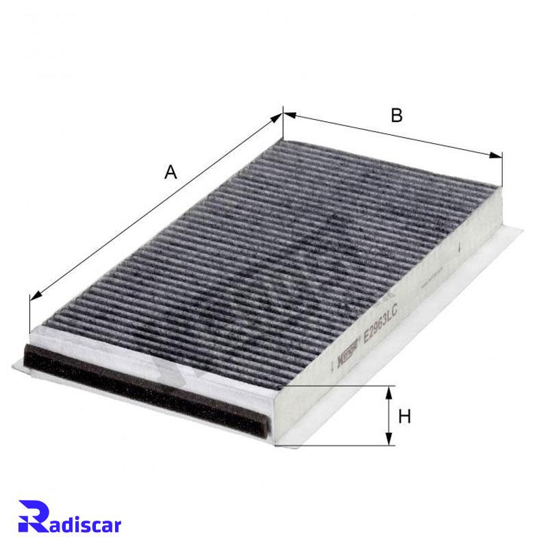 فیلتر کابین کربن دار بی ام و (E60)5 برند Hengst کد E2963LC