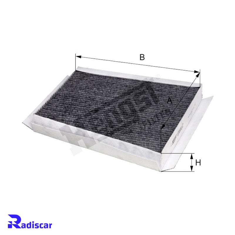 فیلتر کابین کربن دار مرسدس بنز E(W211)-CLS(C219) برند Hengst کد E989LC