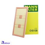 فیلتر هوا مرسدس بنز S(W221),C(W204),CLS(C218),E(W212),SL(R231) برند MANN کد C43139