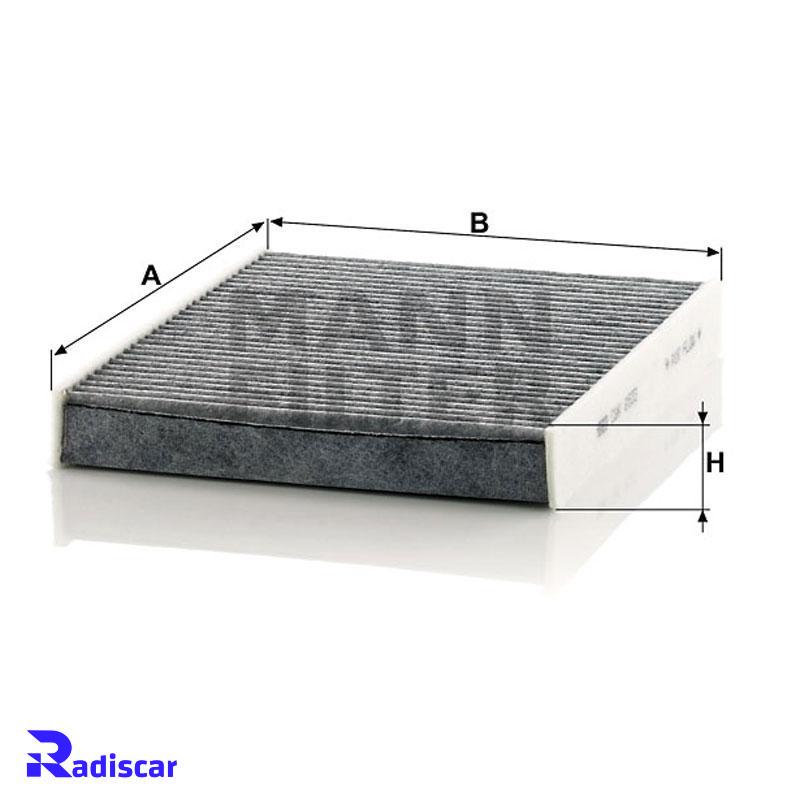 فیلتر کابین کربن دار بی ام و 5(F10)-6(F06)-7(F02) برند MANN کد CUK2533-2