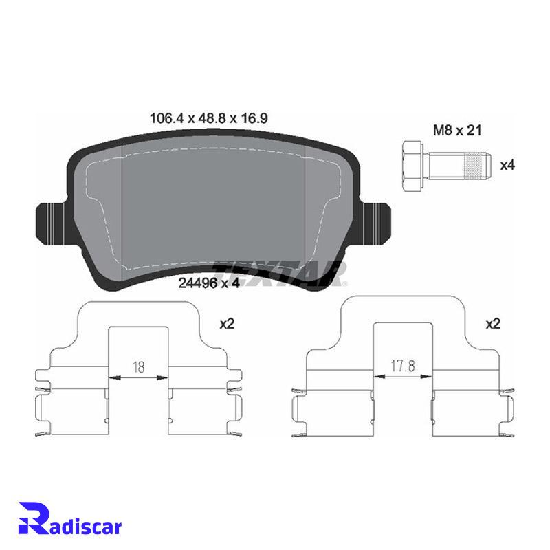 لنت ترمز عقب ولوو XC60 برند Textar کد 2449602-2449601