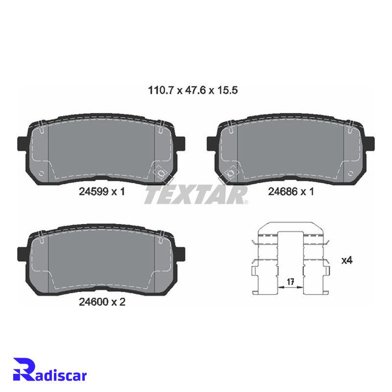 لنت ترمز عقب هیوندای وراکروز IX55، کیا کارناوال برند Textar کد 2459901
