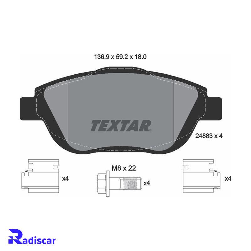 لنت ترمز جلو پژو 2008، سیتروئن C3 (مونتاژ) برند Textar کد 2488301