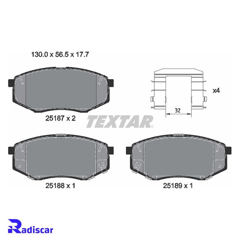 لنت ترمز جلو هیوندای سوناتا برند Textar کد 2518701