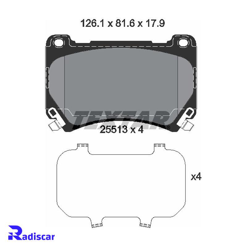 لنت ترمز جلو هیوندای سنتنیال برند Textar کد 2551301-2217601