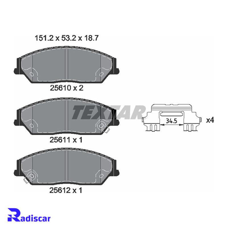 لنت ترمز جلو تویوتا کمری، آریون، جیلیX7 برند Textar کد 2561001