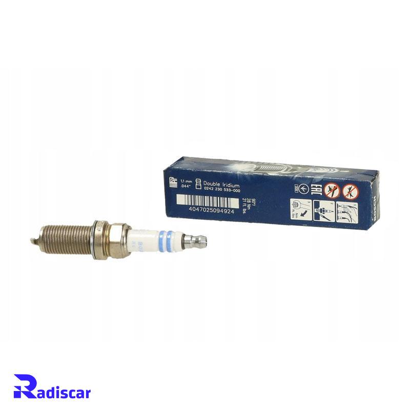 شمع موتور پایه بلند سوزنی دبل ایریدیوم تک الکترود بسته بندی 4 عددیFR 8 MII 33 X برند Bosch کد 0242230533